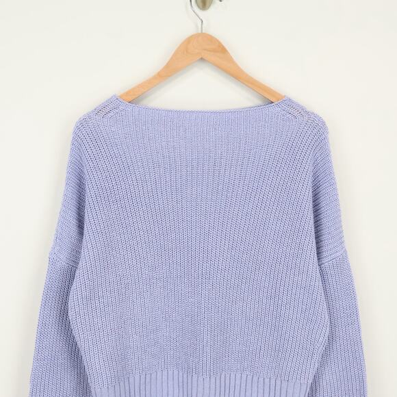 J.Crew Ribbed Funnel neck Sweater Linen Cotton Blend Lavender Lakeshore S NWT - Picture 6 of 8